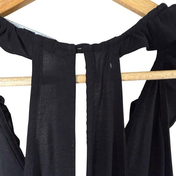 GibsonLook Summer Nights Ruffle Maxi Dress in Black Sleeveless w/ Pockets, XS - Picture 12 of 13